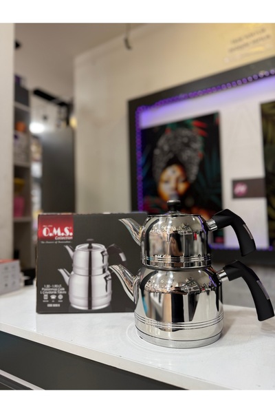 O.M.S. Collection Paslanmaz Çelik Çaydanlık Takımı 1.25 L / 2.50 L – İndüksiyon Uyumlu Parlak Çelik