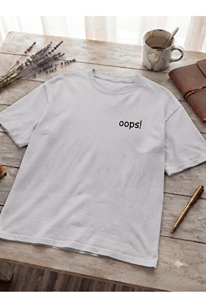 UNCİA OUTDOORS Women/Men Unisex Opps! Printed Crew Neck Oversized Combed Cott...