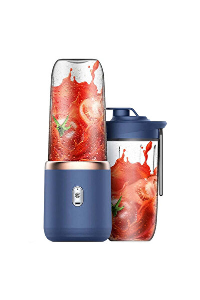 Generic Mini Blender Electric Wireless, Portabil, 2 Vase 400ml, 6 Lame, Albastru
