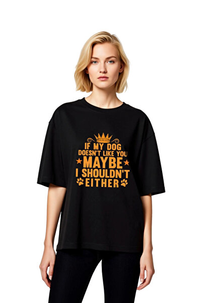 PayBuy Women's Oversize T-Shirt Dog Love Themed Printed Relaxed Fit Casual We...