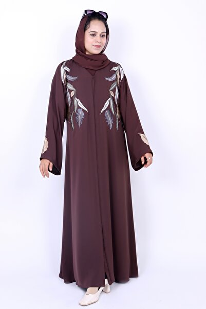 Izzah Bella Elegant Leaf Embroidered color Abaya