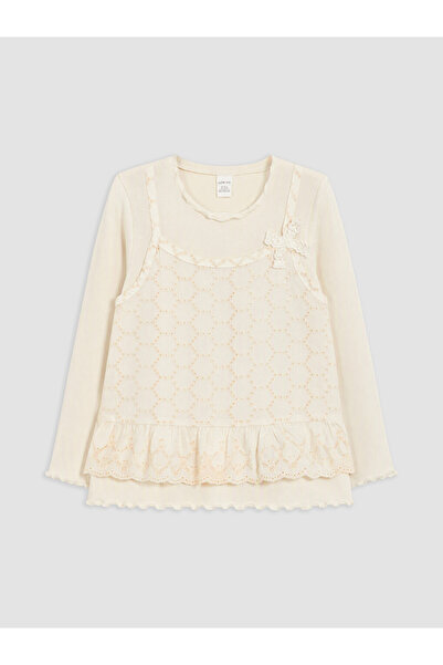 LC Waikiki I Zero Roba Collar Embroidered Bow Detailed Girls' T-Shirt from Fr...