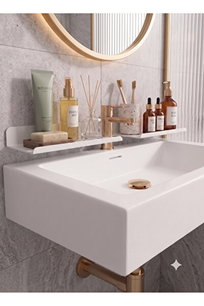 EVA METAL TASARIM Çok Amaçlı Lavabo Üzeri Düzenleyici, Banyo Rafı, Raf 60 Cm