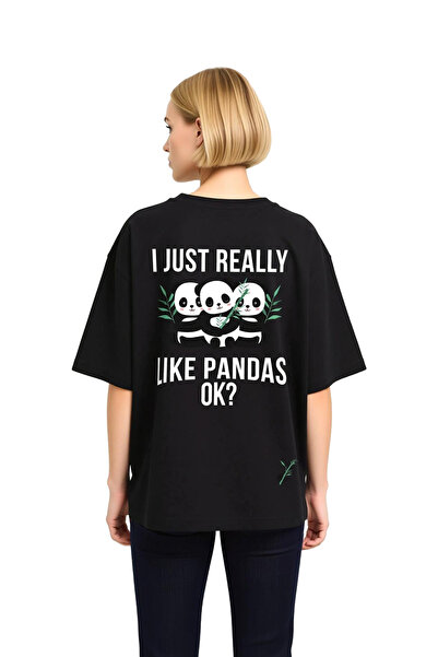 PayBuy Γυναικείο μπλουζάκι με στάμπα oversized, με σχέδιο Panda, με λεπτομέρε...