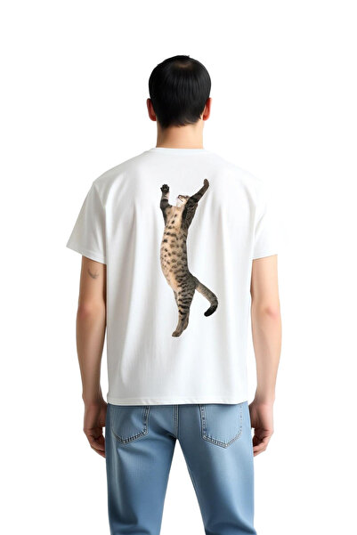 PayBuy Men's Yoga Cat Printed Relaxed Fit Short Sleeve T-Shirt %100 Cotton Da...