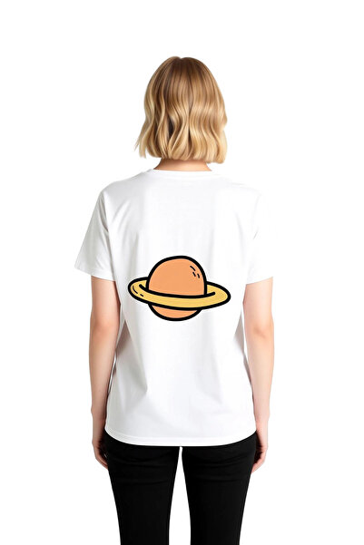 PayBuy Women's Graphic Printed Short Sleeve T-Shirt Ringed Planet Illustratio...