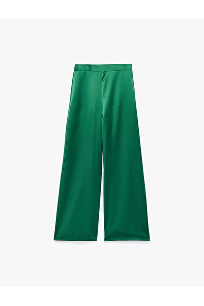 Koton High Waist Wide Leg Palazzo Satin Trousers