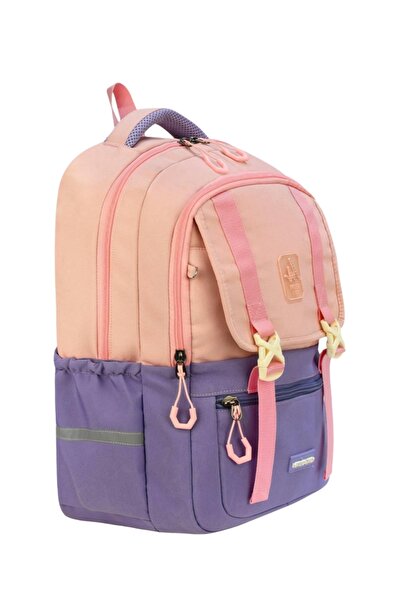 KY Korean Model 5-Compartment Water-Repellent Pink Purple Sports Travel Middle School High School Daily School Backpack 707