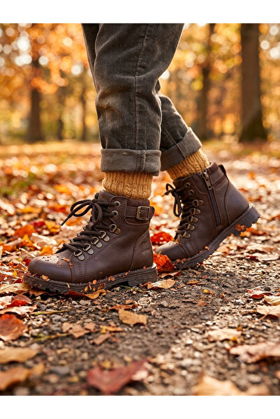 nuh kids Genuine Leather Zippered Daily Orthopedic Children's Boots