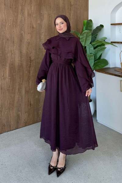 Şule Giyim Lilyum Cape Dress Purple