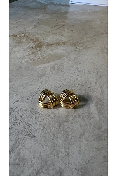 Reverie Atelier Kadın Gold Örgü Küpe | Vintage Düğüm Tasarım Şık Minimal Altı...