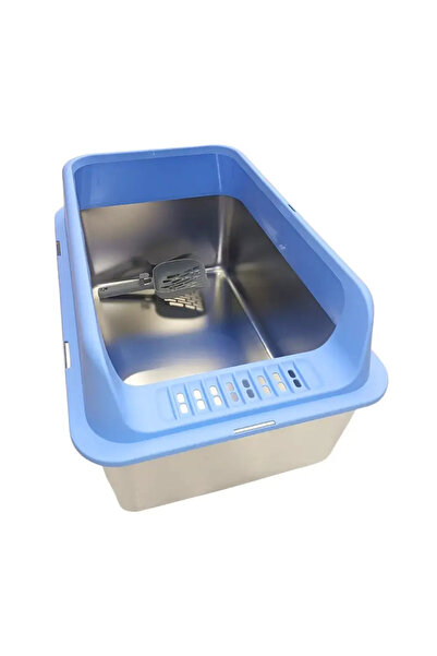 cat litter box-Ella صندوق فضلات من الفولاذ المقاوم للصدأ مع حواف لمنع انتشار ...