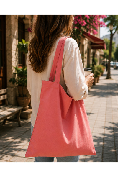 VENORA Coral Pink 100% Cotton Tote Bag – Stylish Daily Use and Beach Bag