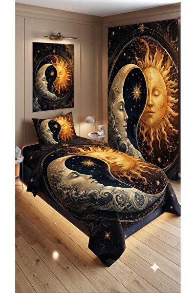 Elmas Dizayn 280*240 سم. طقم غرفة نوم بتصميم خاص مع ستارة خلفية، غطاء لحاف مف...