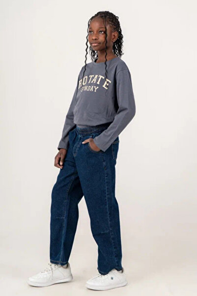 GİYİCEM TEKSTİL Girl's City Style Jeans with Elastic Waist 2229