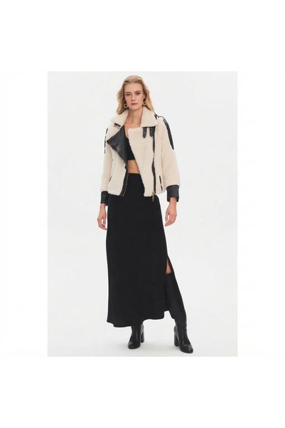 Ng Style Pu Fur Detailed Biker Coat