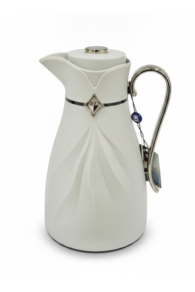 Urbanza Elegant Matte Light Gray Vacuum Carafe with Silver Accents – Insulate...