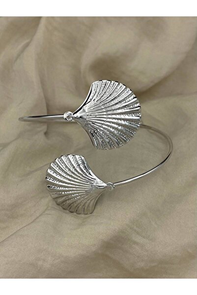Hedef Bijuteri Seashell Model Silver Color Adjustable Arm Pazu Bracelet, Armcuff