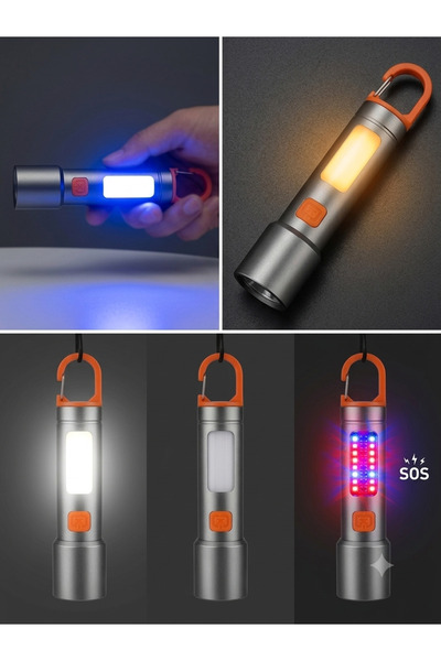 PİNK İTHALAT Çok Amaçlı Şarjlı Mini LED El Feneri ve Kamp Lambası