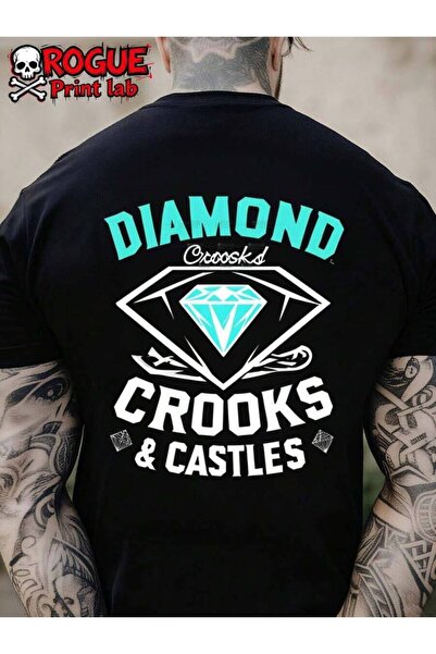26LIK تي شيرت رجالي بطبعة Diamond Crooks And Castles، بتصميم عتيق، ملابس الشا...