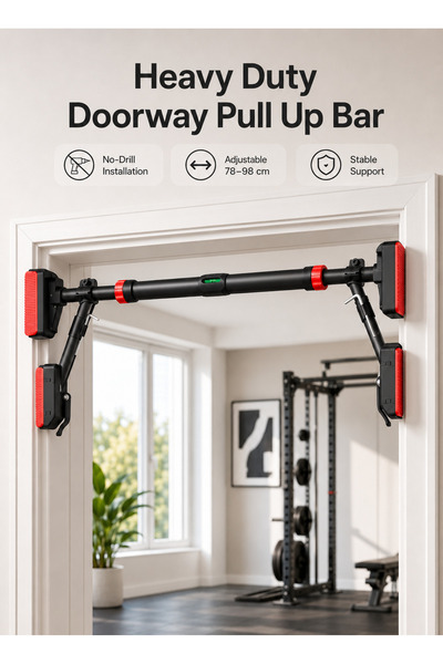 Generic Doorway Pull Up Bar Adjustable Width 99-120cm, No Drill Dual Support ...
