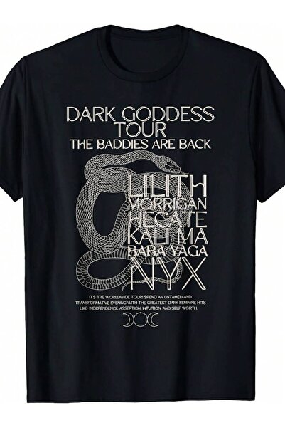 21JNRY تي شيرت Dark Goddess Tour يتميز بطباعة شخصيات ليليث، هيكات، موريجان، و...