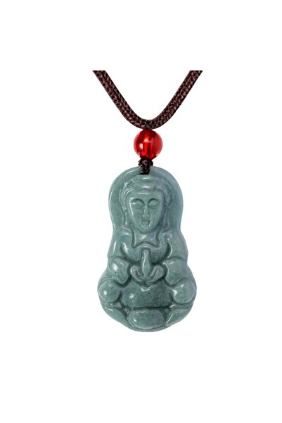 craftmystic Protection and Wisdom - Guanyin Necklace from Blue Jade