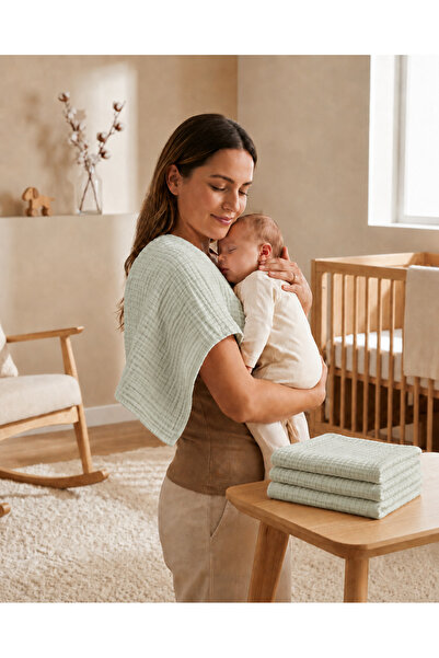 ZEYPBA 4-Piece 4-Layer Muslin Baby Shoulder Cover 25X50Cm Baby Mouth Wipes Mu...