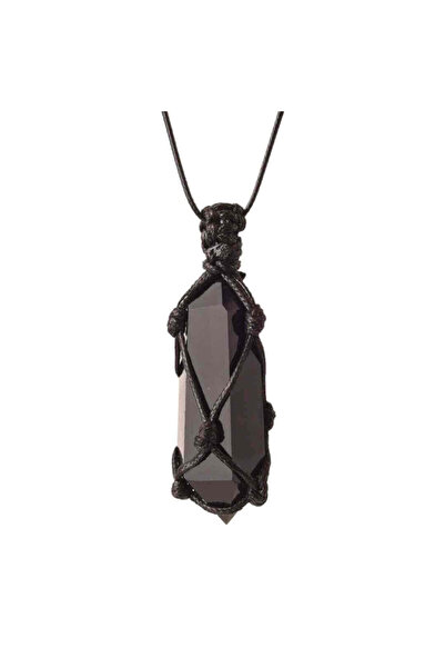 craftmystic Colier cu cristal vindecator Obsidian Negru, in forma hexagonala ...