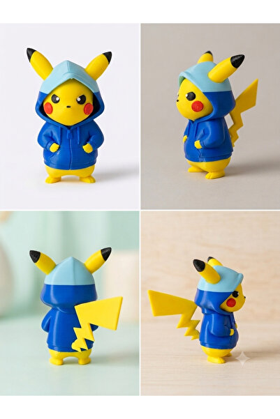 Genel Markalar Kapüşonlu Mavi Sweatshirt Pikachu Figürü - 3D Baskı Koleksiyon...