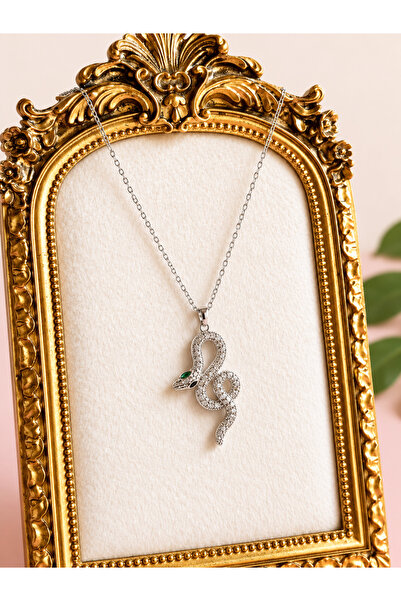 FLAWSOME JEWELRY STORE Zircon Stone Snake Necklace Does Not Tarnish Steel