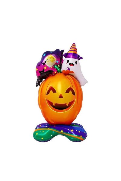Genel Markalar Halloween Dev Boy Ayaklı Gülen Balkabağı ve Hayalet Folyo Balo...