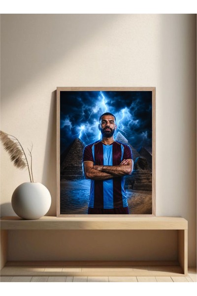 MOR TABLO Poster Bordo Mavi Mohamed Salah Ahşap Çerçeveli Tablo