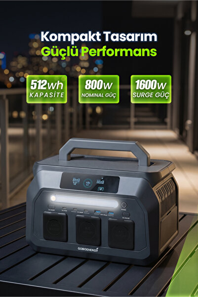 goboenergy P800 512Wh LiFePO4 800W Max. Taşınabilir Güç İstasyonu,Güç Kaynağı
