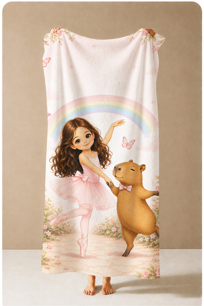 Evmila Cute Sailor Bear Yellow Blue Striped Patterned 70X150 Beach Towel - Co...
