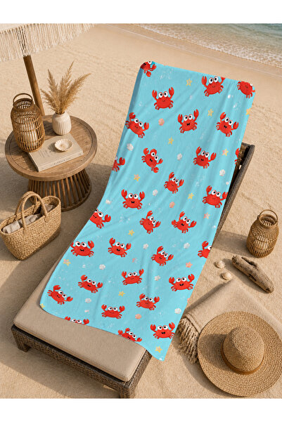 Evmila Cute Red Crab White Background Summer Patterned 70X150 Beach Towel - C...