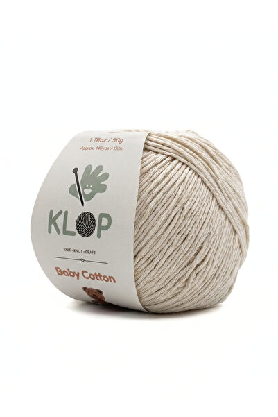 KLOP Bebek Örgü İpi Amigurumi Baby Soft Cotton 50 gr 130 mt Pamuk İp Latte