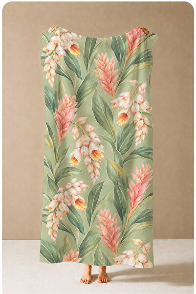 Evmila Pastel Sage Small Floral Botanical Pattern 70x150 Prosop de plajă - Pr...