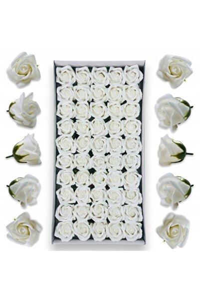 MACVI Set de 50 de trandafiri albi din săpun 5x5 cm — Cadoul perfect pentru o...