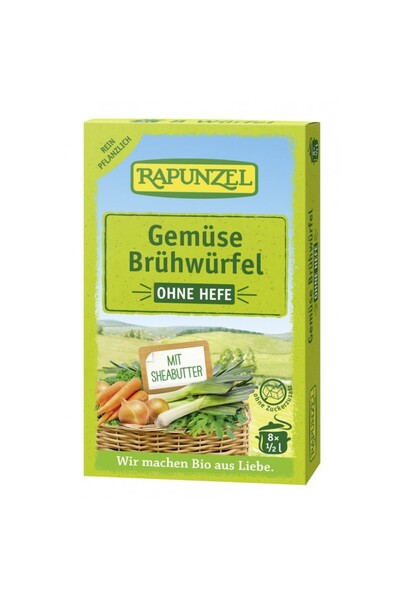 Rapunzel Cuburi de supă de legume fără drojdie, 8 bucăți, bio, 80g