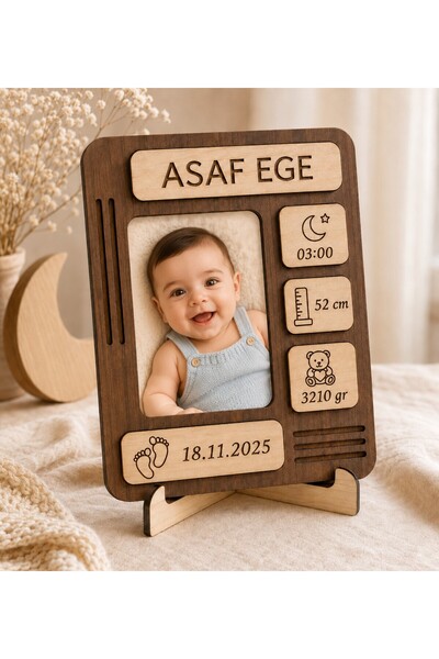 acargrafik Kişiye Özel Ahşap Bebek Fotoğraf Panosu