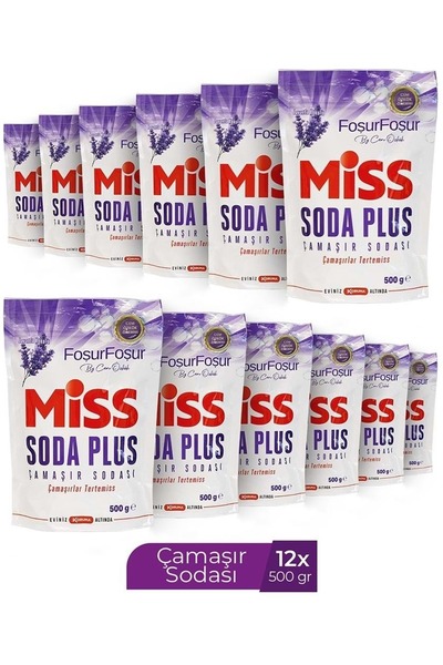 Miss Soda Plus Çamaşır Sodası 500 GR Lavanta (12 Li Set) Toplam 6000 GR