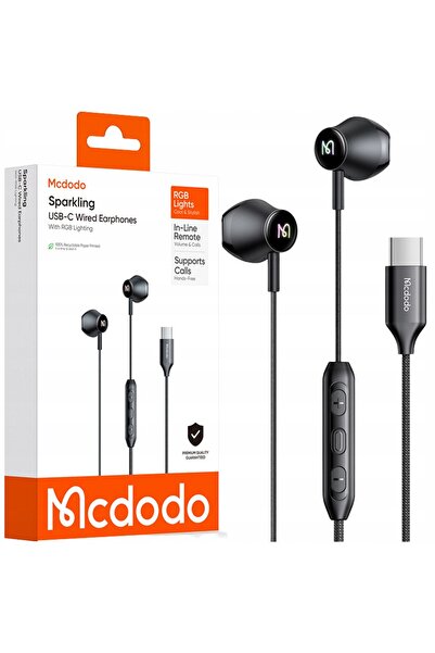 Mcdodo Căști cu fir pentru telefon cu microfon intraauricular USB-C DAC RGB