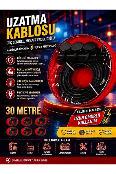 ArenT AREN Kablo 30Metre 3x2,5mm 3^lü Uzatma Kablosu Kaynak Mak Isıtıcı Makin...