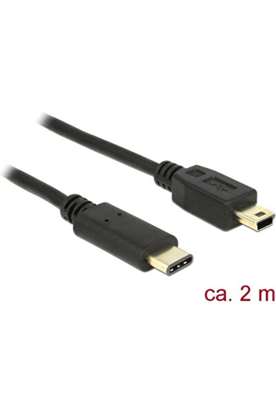 DELOCK Καλώδιο USB 2.0 USB Type-C Αρσενικό - Mini USB-B Μαύρο 2μ