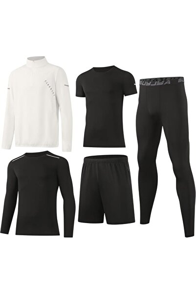 GENERAL BUYJYA 5Pcs Men's Compression Pants Shirt Top Long Sleeve Jacket Athl...