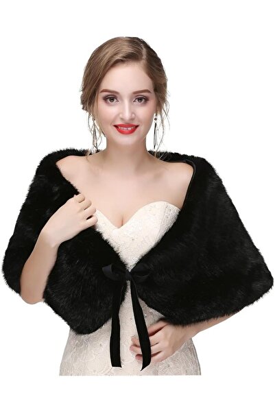 GENERAL Faux Fur Shawl Wrap Stole Shrug Winter Bridal Wedding Cover Up