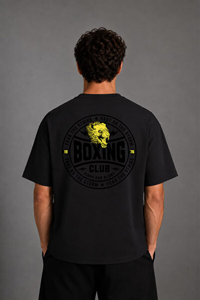 VSRN Fast Boxing Design Back Printed Black Oversize T-Shirt