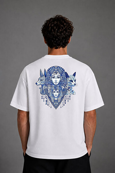 VSRN Tricou oversize alb cu imprimeu pe spate Firavunlar Design