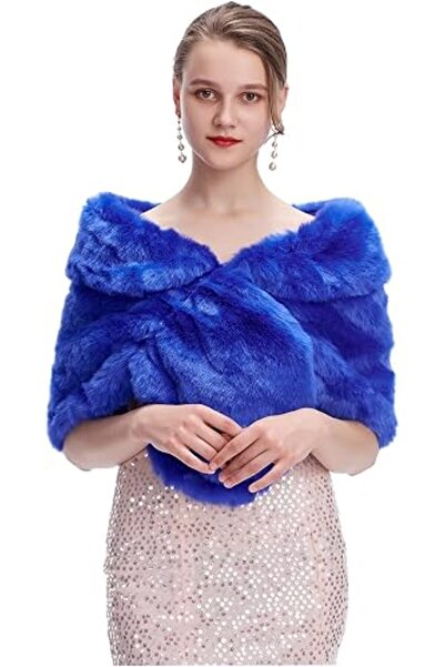 GENERAL Faux Fur Shawl Wrap Stole Shrug Winter Bridal Wedding Cover Up